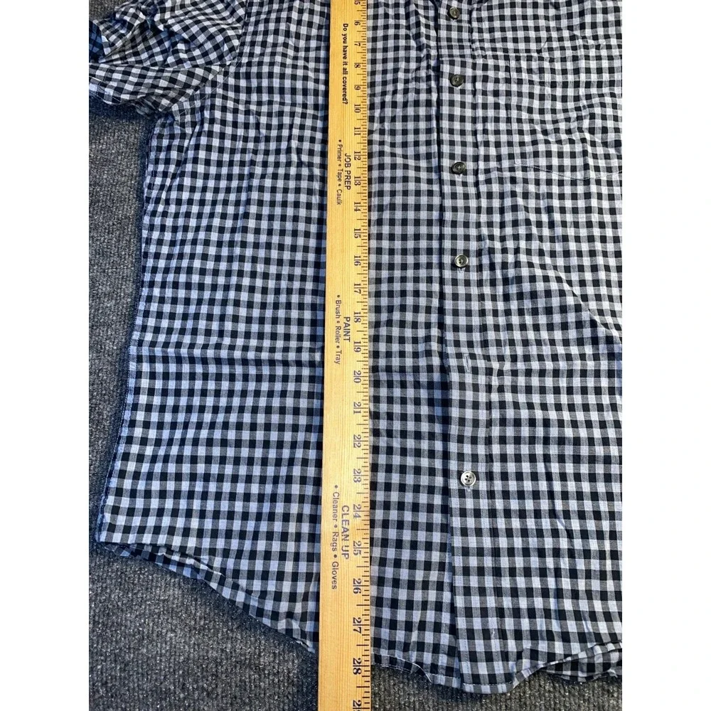 Banana Republic Shirt Men Large Black Gingham Soft Wash Standard Fit Button Down